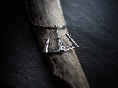 Hand made Poseidon Anchor Guardian Sterling Silver Pendant with Byzantine Chain