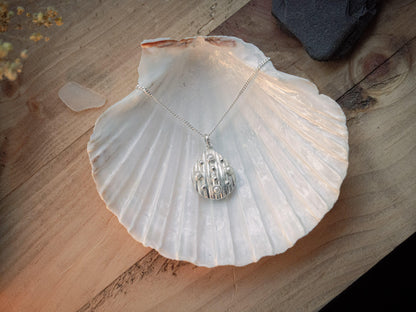 Handcrafted Sterling Silver Scallop Shell Necklace with Cultured Pearl