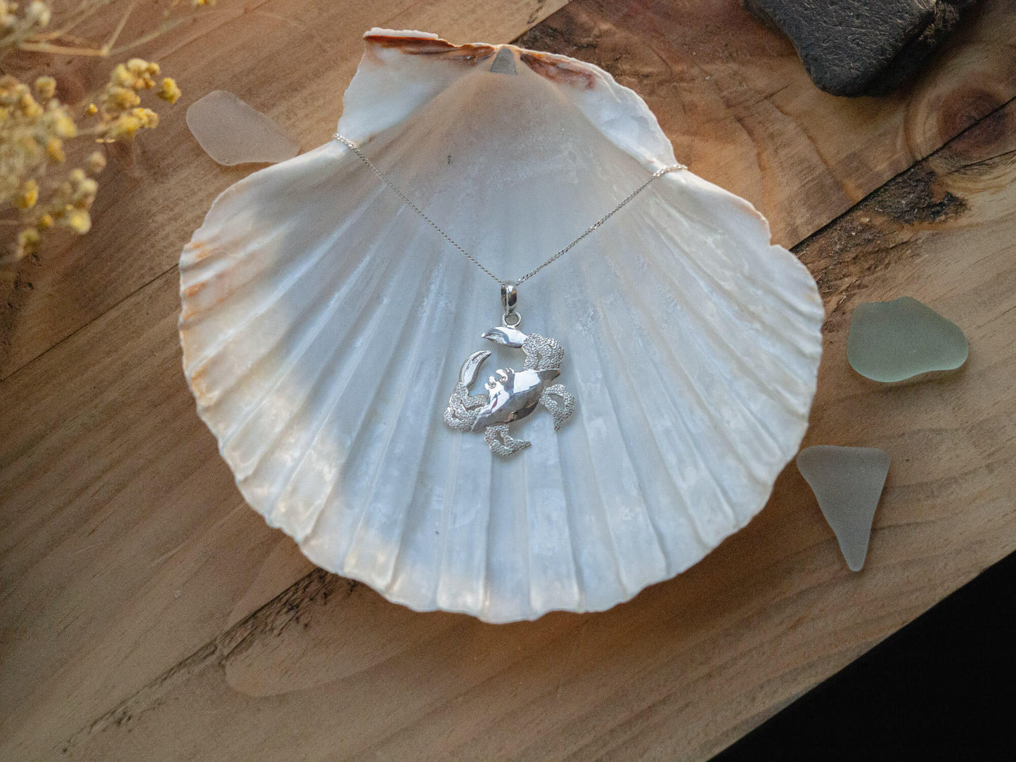 Handcrafted Sterling Silver Cancer Zodiac Crab Necklace