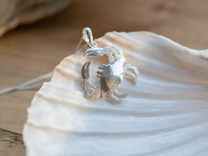 Handcrafted Sterling Silver Cancer Zodiac Crab Necklace